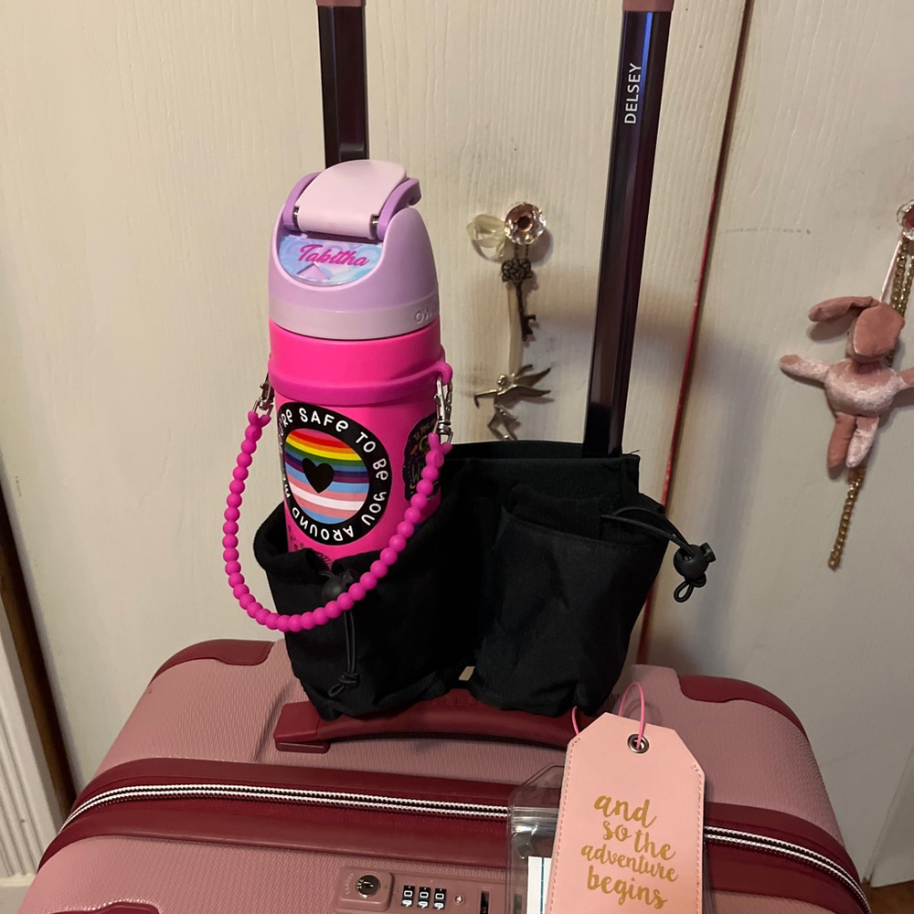 Travel Luggage Handle Organizer Black Cup Holder Zipper Pocket